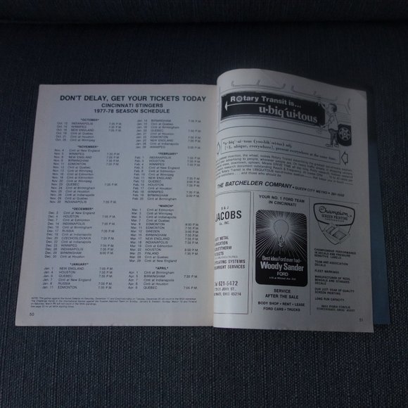 Vintage Hockeytime Cincinnati Stingers vs Houston Aeros Program November 30 1977 - Picture 10 of 15